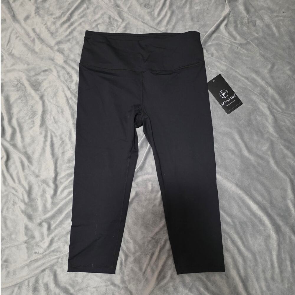 Active Life Black High Waist Capri Athletic Leggings - Size XL - NEW